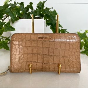 Miu Miu Croc Embossed Zip Wallet